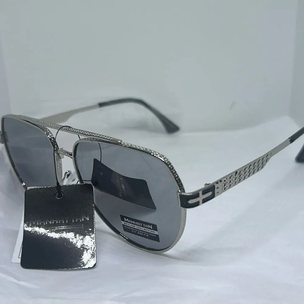 Manhattan Collection Aviator Sunglasses – Maximum UV Protection – Designer Metal